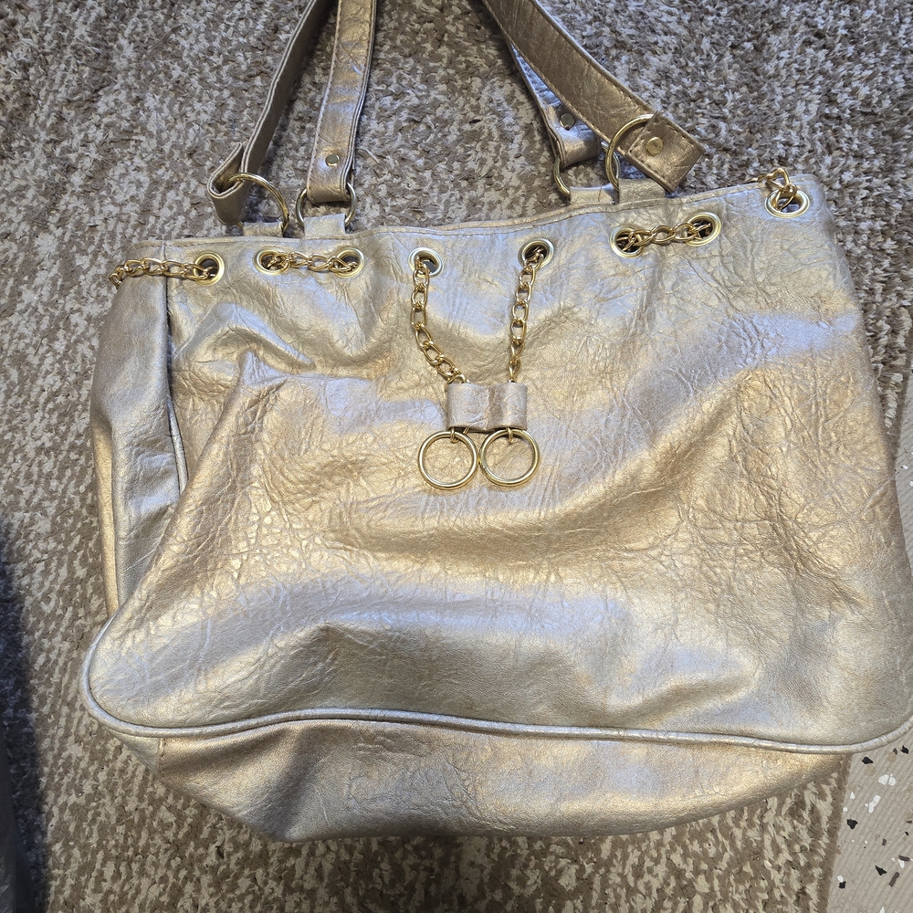 Like New Gold Chain-Embellished Women's Hand Bag Like New